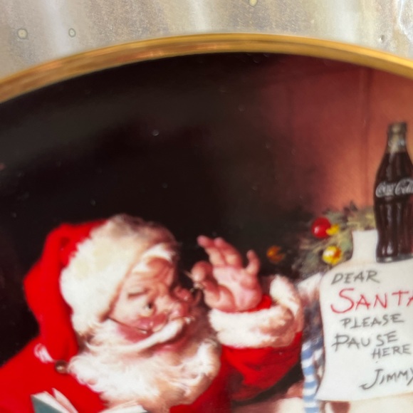 🎄XMAS DISCOUNTED🎄 Franklin Mint porcelain 24k gold rim plate Coca Cola Santa - Picture 2 of 5
